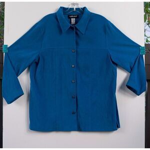 Sag Harbor Women’s Blouse Button Down  Long Sleeve Blue Size 18